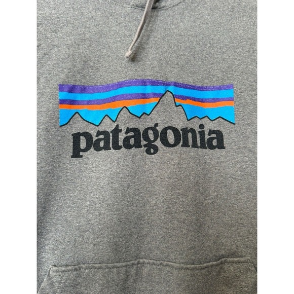 Patagonia P-6 Logo Hoodie Gray Unisex XS Pullover Fleece Fall Winter Layering - Picture 4 of 6